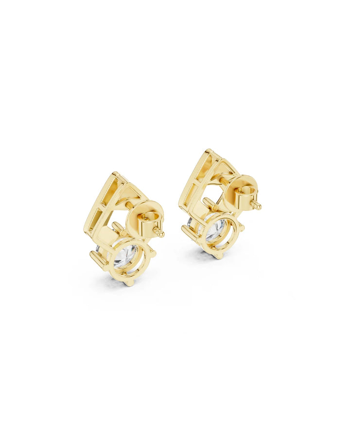 18K Yellow Gold Vermeil Nova Deco Frame Moissanite Stud Earrings in 925 Sterling Silver by Carat For You