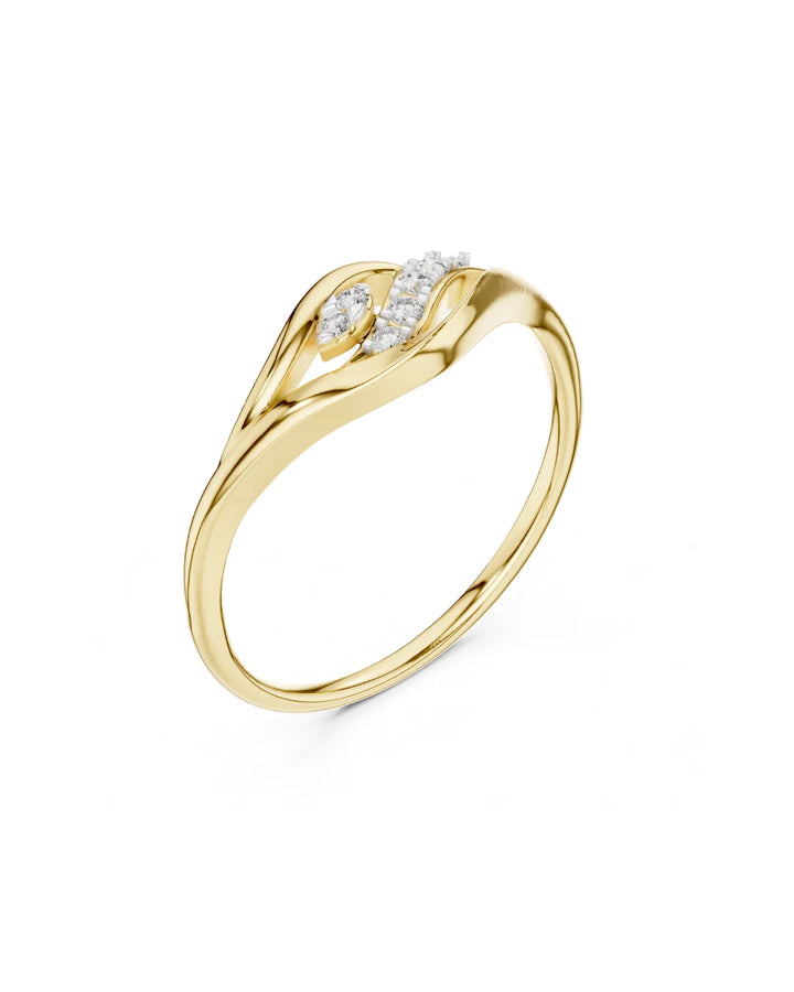 18K Yellow Gold Vermeil Ocean Whisper Moissanite Ring