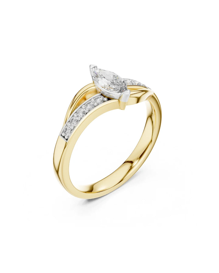 18K Yellow Gold Vermeil Ophelia Marquise Moissanite Statement Ring