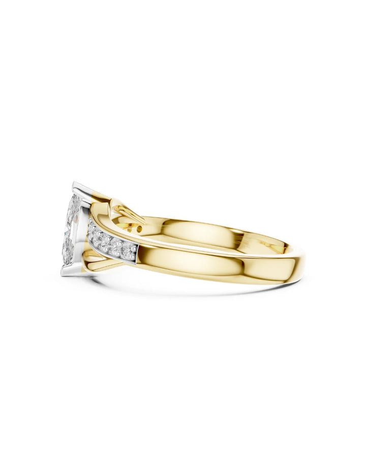 18K Yellow Gold Vermeil Ophelia Marquise Moissanite Statement Ring in 925 Sterling Silver