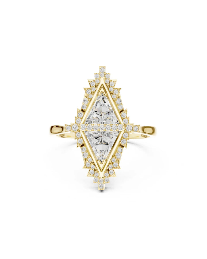 18K Yellow Gold Vermeil Orion Mirage Moissanite Cocktail Ring