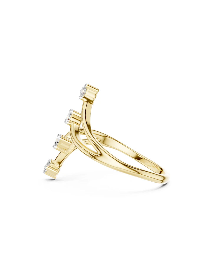 18K Yellow Gold Vermeil Pia Modern Bypass Moissanite Open Band Ring in 925 Sterling Silver