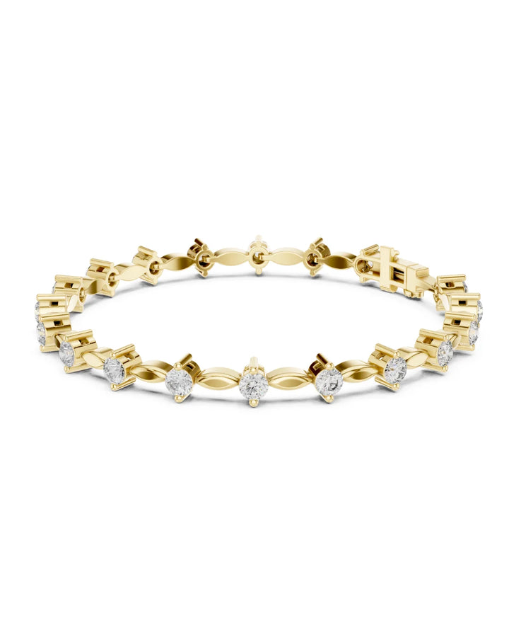 18K Yellow Gold Vermeil Purv PetalLink Moissanite Bracelet in 925 Sterling Silver by Carat For You