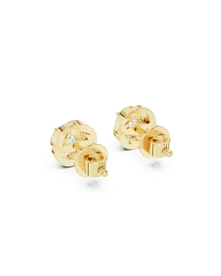 18K Yellow Gold Vermeil Rhea Floral Moissanite Mini Stud Earrings in 925 Sterling Silver