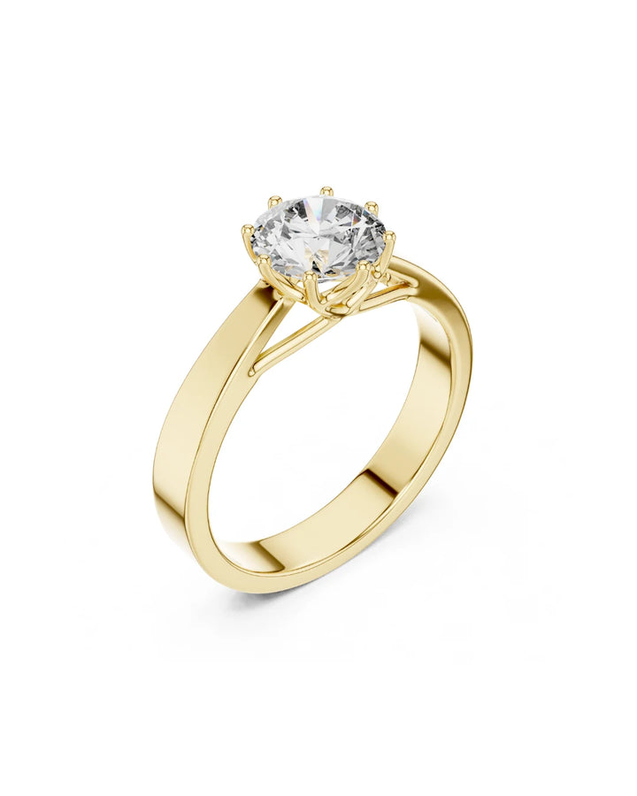 18K Yellow Gold Vermeil Sara Cathedral Shank Moissanite Solitaire Engagement Ring