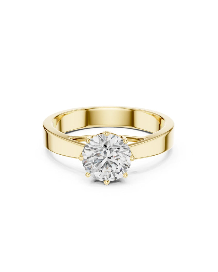 18K Yellow Gold Vermeil Sara Cathedral Shank Moissanite Solitaire Engagement Ring in 925 Sterling Silver