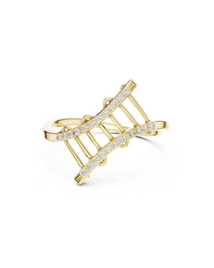 18K Yellow Gold Vermeil Sari Moissanite Matrix Ring