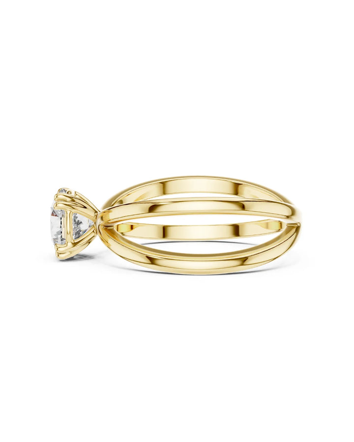 18K Yellow Gold Vermeil Serenity Double Split Band Moissanite Ring in 925 Sterling Silver by Carat For You