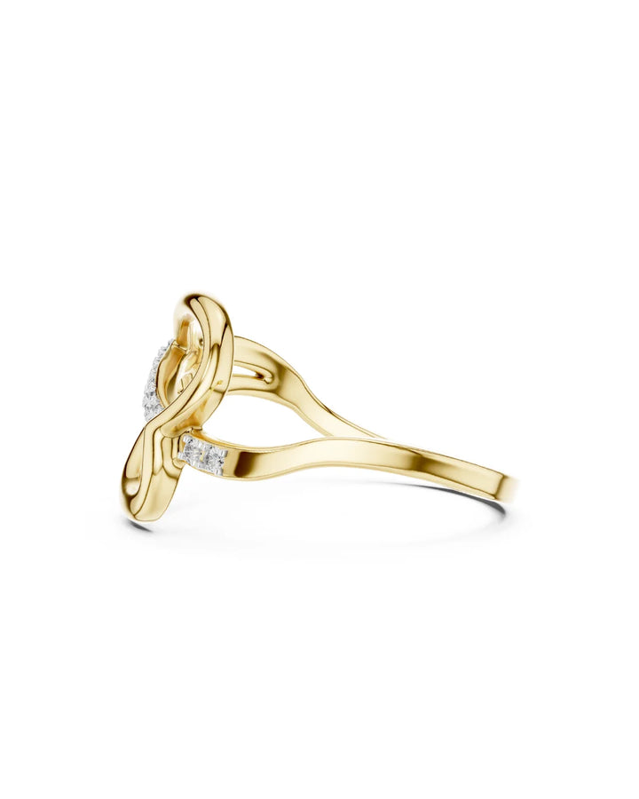 18K Yellow Gold Vermeil Sian Crossover Pave Moissanite Band Statement Ring in 925 Sterling Silver