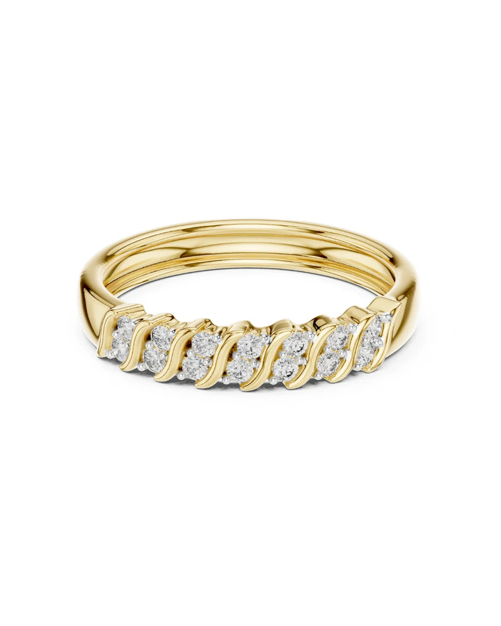 18K Yellow Gold Vermeil Siri Wave Moissanite Ring