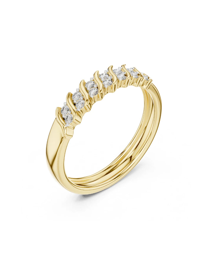 18K Yellow Gold Vermeil Siri Wave Moissanite Ring in 925 Sterling Silver