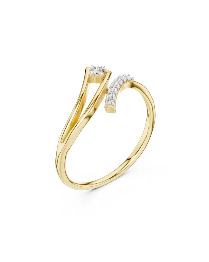 18K Yellow Gold Vermeil Tia Dual Curve Moissanite Statement Ring