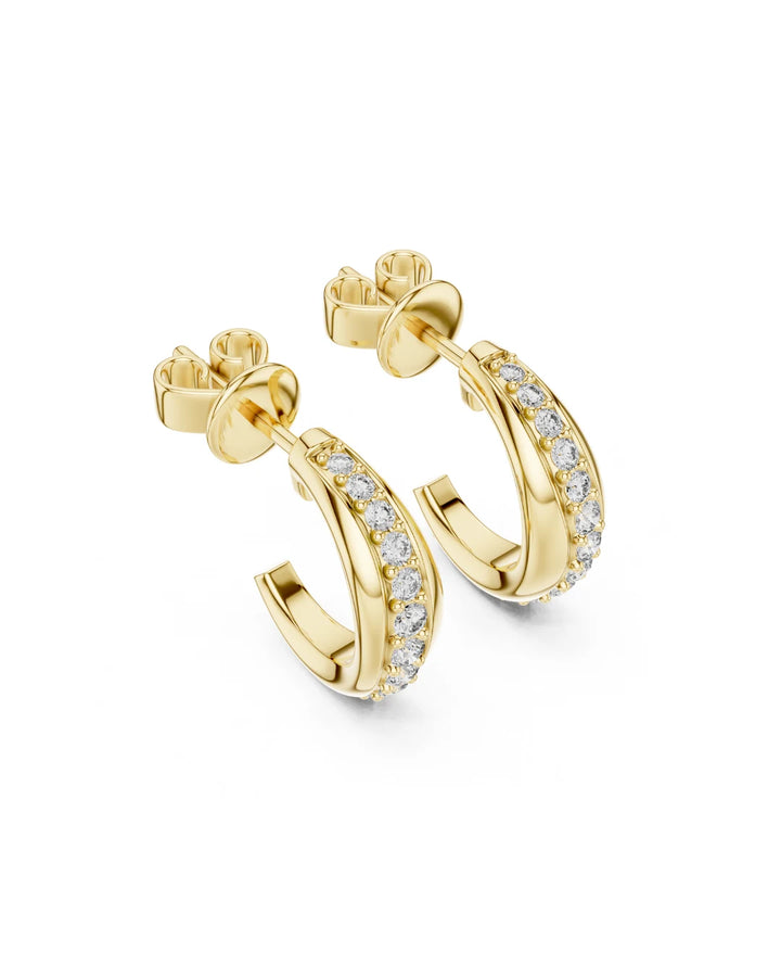 18K Yellow Gold Vermeil Trish Hoop Style Moissanite Stud Earrings
