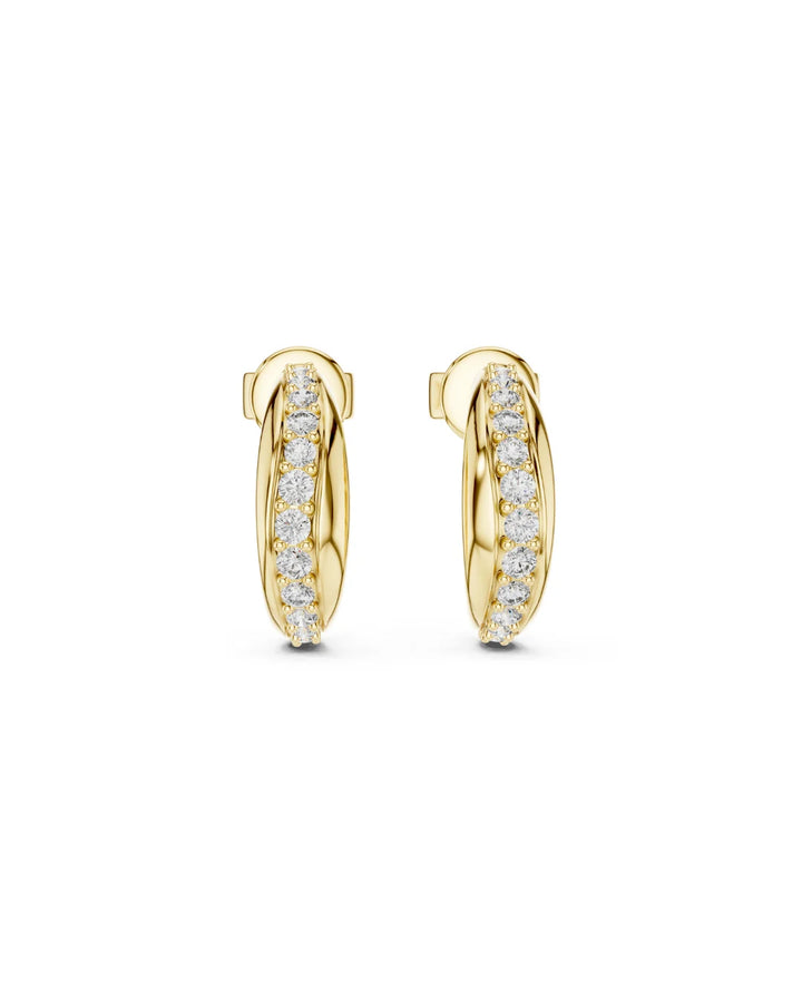 18K Yellow Gold Vermeil Trish Hoop Style Moissanite Stud Earrings in 925 Sterling Silver