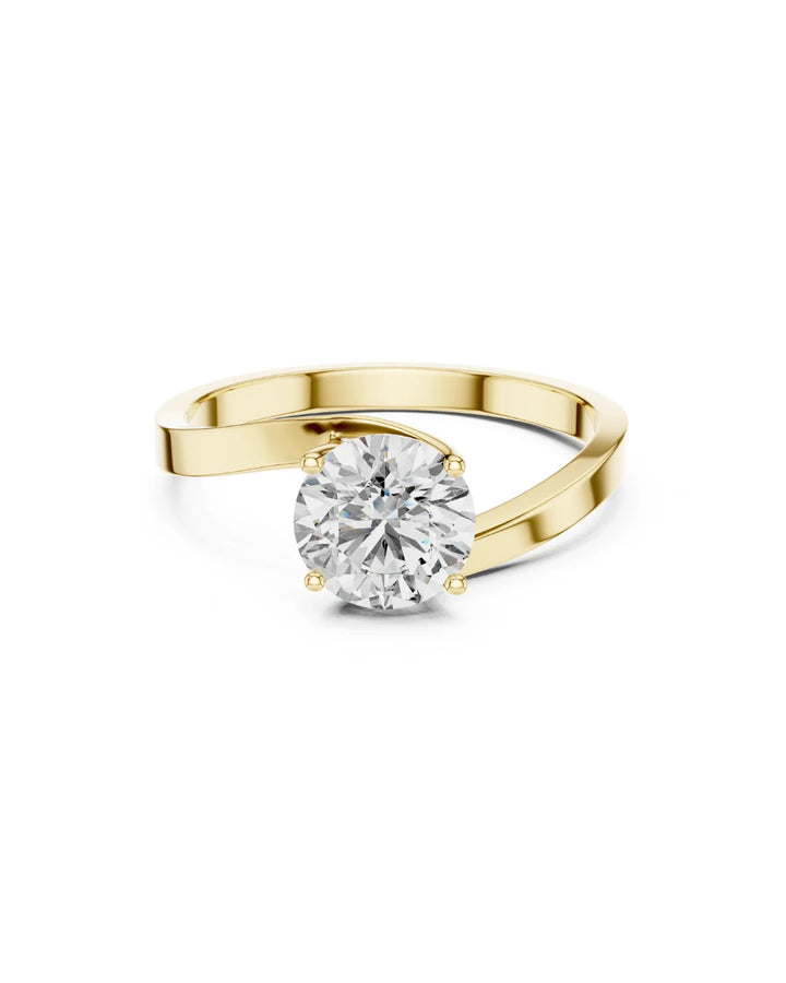 18K Yellow Gold Vermeil Vera Luxe Bypass Shank Moissanite Solitaire Ring