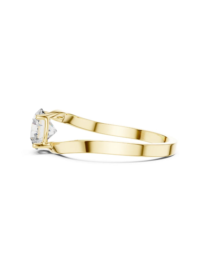 18K Yellow Gold Vermeil Vera Luxe Bypass Shank Moissanite Solitaire Ring in 925 Sterling Silver
