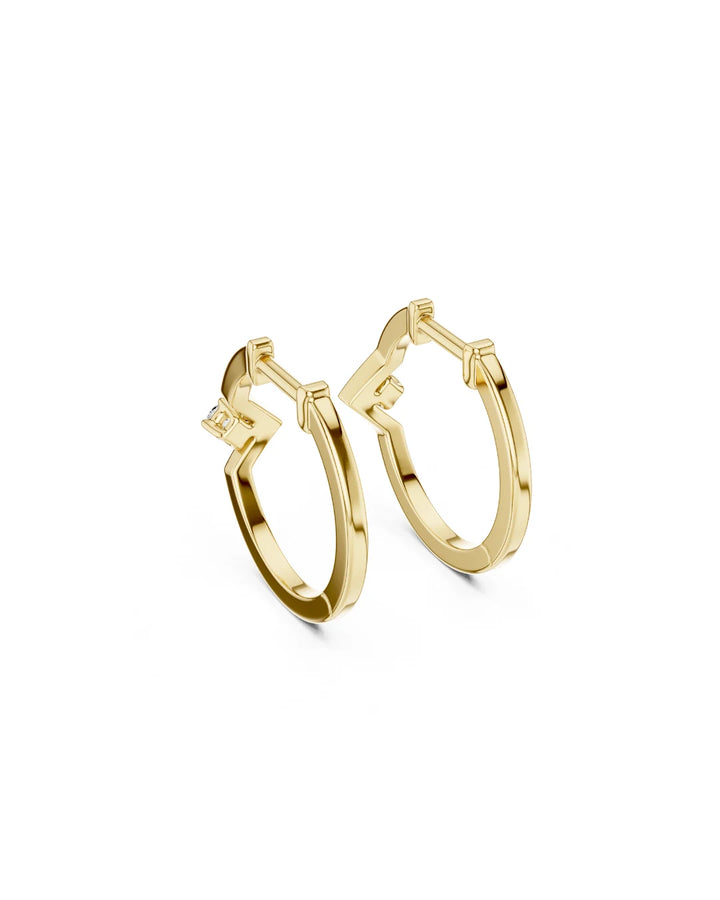 18K Yellow Gold Vermeil Viva V Moissanite Huggie Hoops Earrings in 925 Sterling Silver
