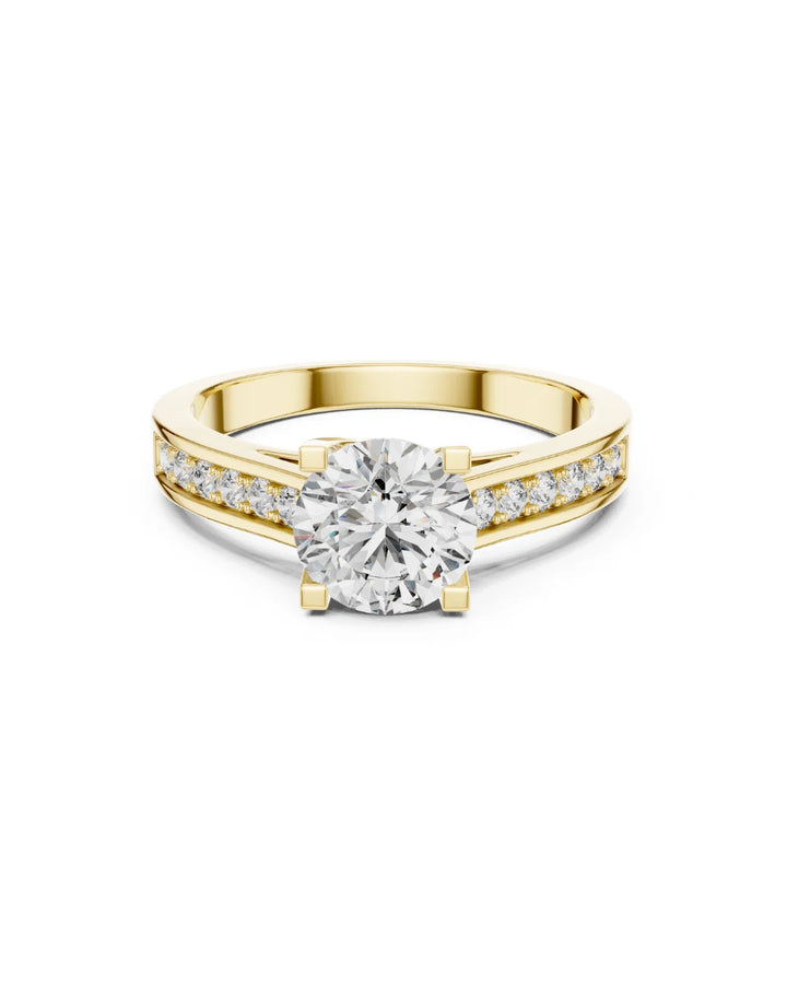 18K Yellow Gold Vermeil Wren Pave Diamond Cathedral Engagement Ring