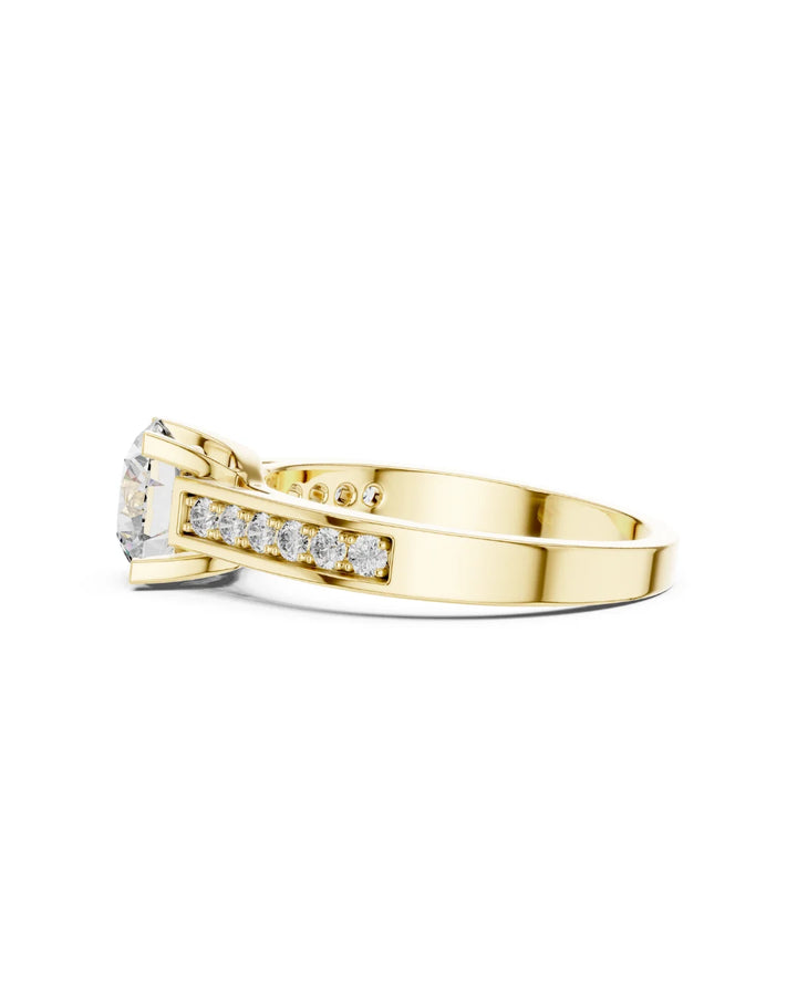 18K Yellow Gold Vermeil Wren Pave Diamond Cathedral Engagement Ring in 925 Sterling SIlver