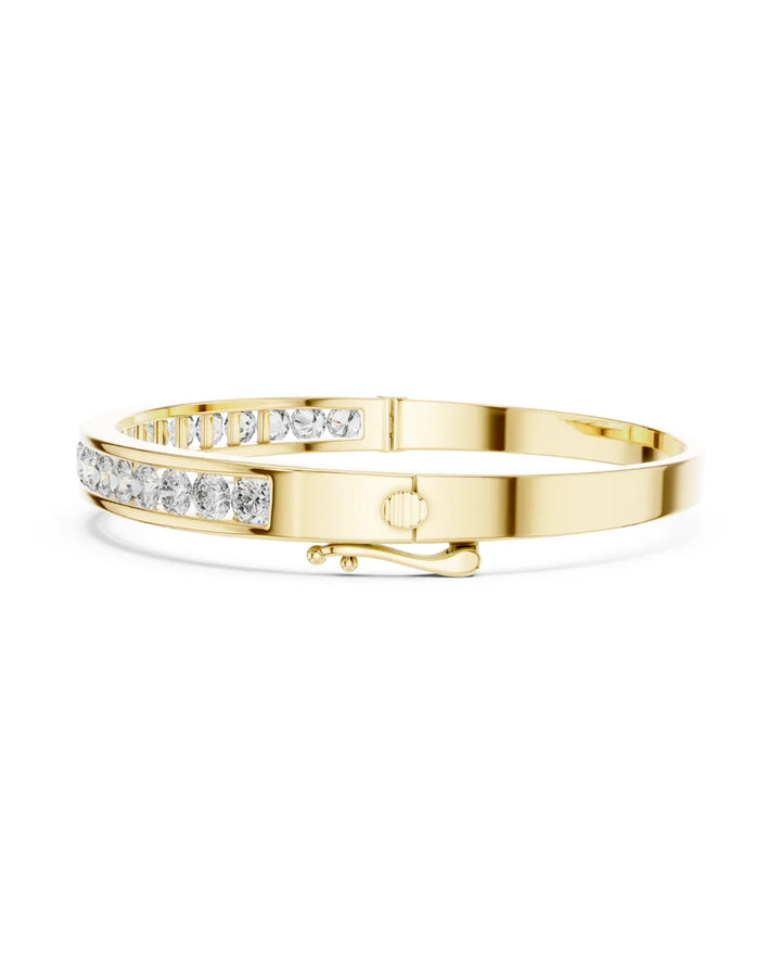 18K Yellow Gold Vermeil Zoey Eternity Moissanite Bangle Bracelet in 925 Sterling Silver