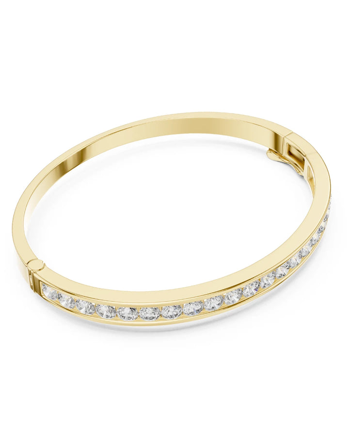 18K Yellow Gold Vermeil Zoey Eternity Moissanite Bangle Bracelet in 925 Sterling Silver by Carat For You
