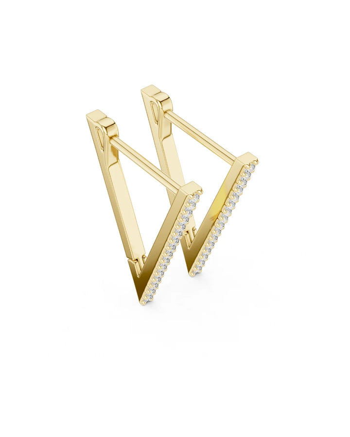 18K Yellow Gold Vermeil Zuri Triangle Moissanite Hoop Earrings