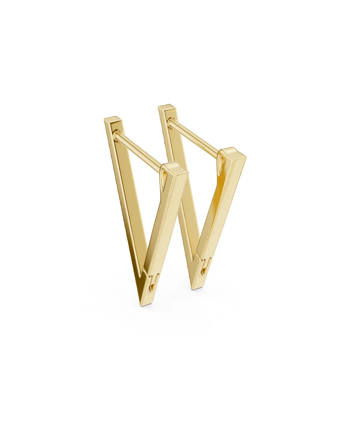 18K Yellow Gold Vermeil Zuri Triangle Moissanite Hoop Earrings in 925 Sterling Silver by Carat For You on White Background