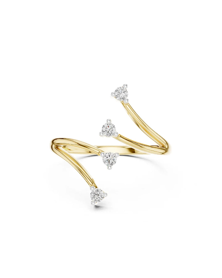 18K Yellow old Vermeil Pia Modern Bypass Moissanite Open Band Ring