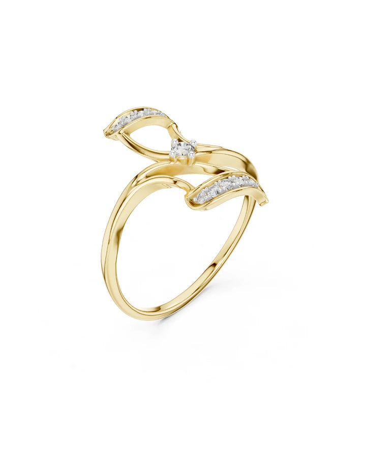 18K Yelow Gold Vermeil Yuvi Petal Grace Moissanite Ring