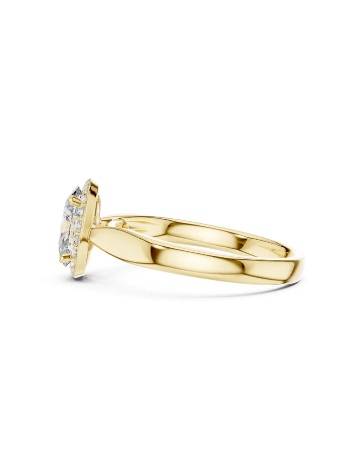 18K yellow Gold Vermeil Veya Oval Halo Moissanite Solitaire Ring in 925 Sterling Silver