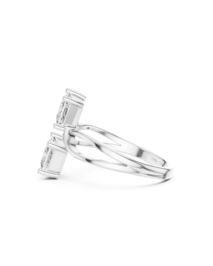 18 White Gold Ella Princess Cut Moissanite Statement Cocktail Ring in 925 Sterling Silver 