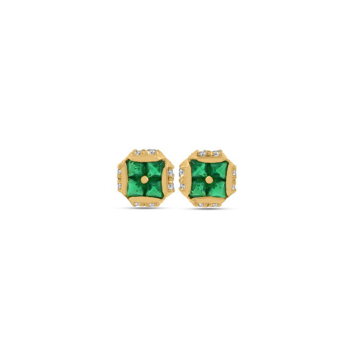 Green Emerald Statement Moissanite Earrings - Carat For You