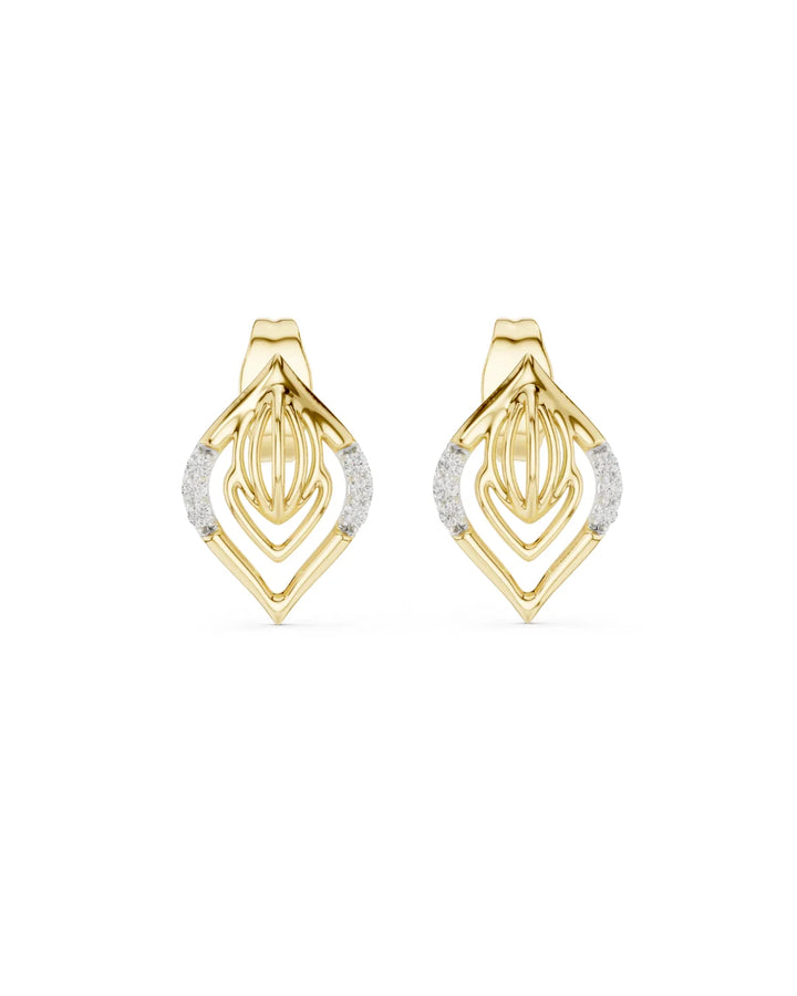 Aarvi Lotus Moissanite Stud Earrings