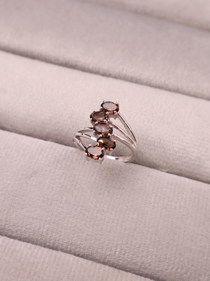A closeup image of Amethyst & Smoky Quartz Statement RIng -1 by Carat For You 