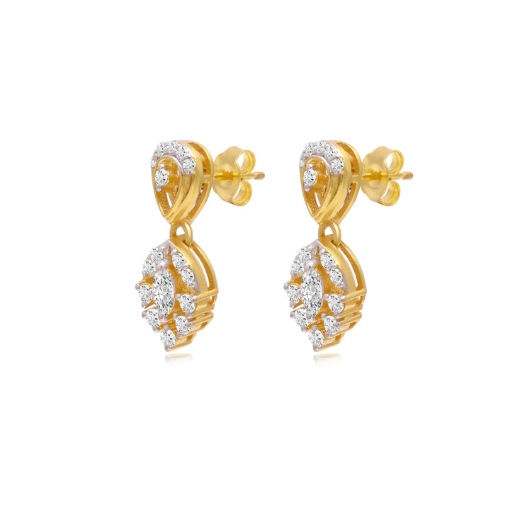 Aurora Charm Moissanite Dangle Drop Earrings in 925 Sterling Silver by Carat For You in Gold