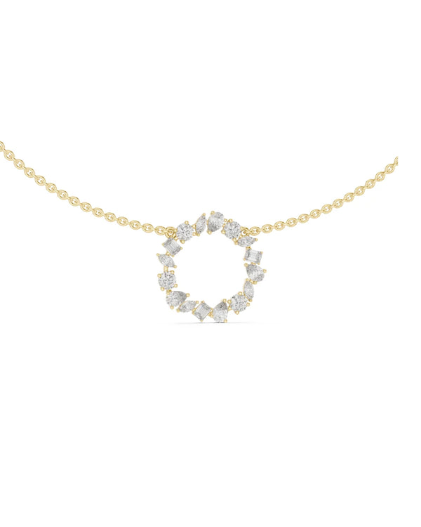 Aurora Moissanite Halo Pendant Necklace