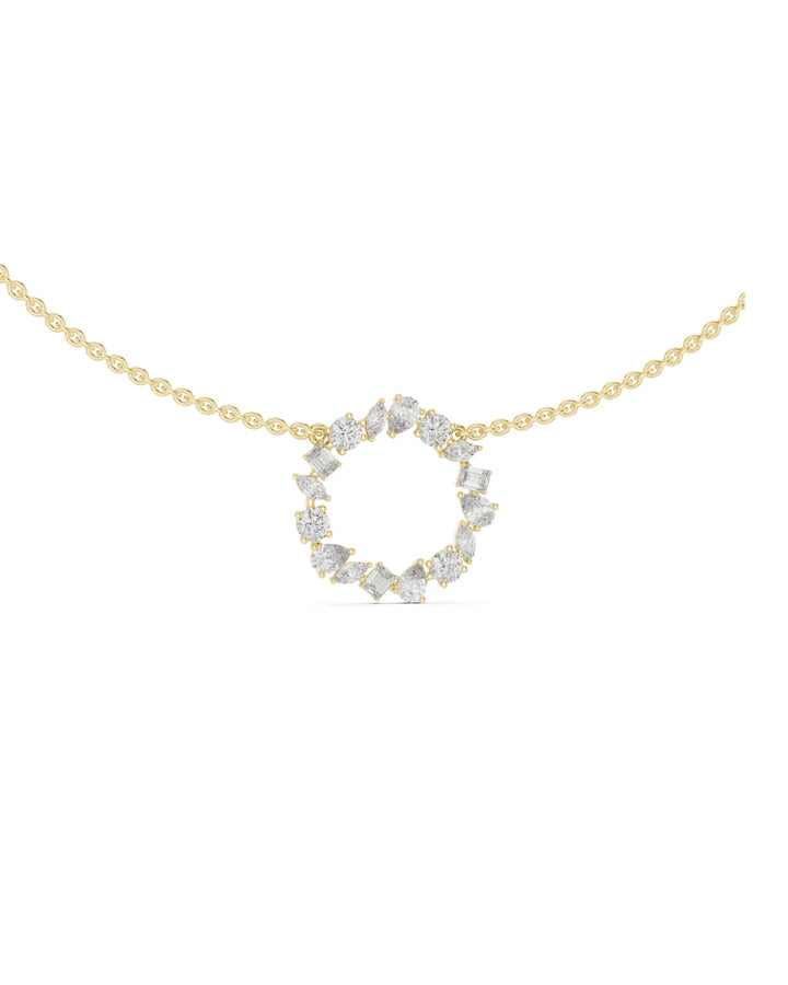 Aurora Moissanite Halo Pendant Necklace
