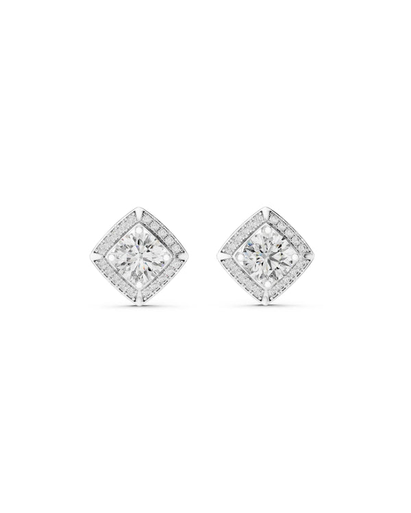 Aurora Square Halo Moissanite Stud Earrings