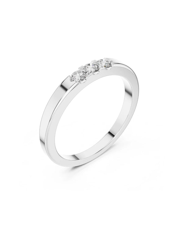 Ava Three Stone Minimalist Moissanite Ring