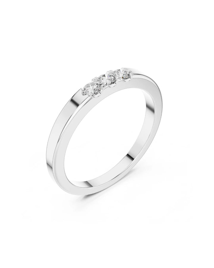 Ava Three Stone Minimalist Moissanite Ring
