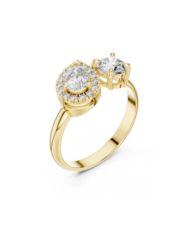 Beth Halo Toi et Moi Moissanite Ring