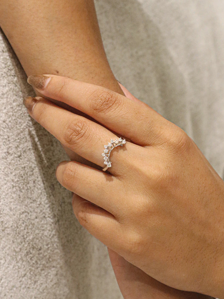 Crescent Arc Moissanite Statement Ring - 925 Sterling Silver