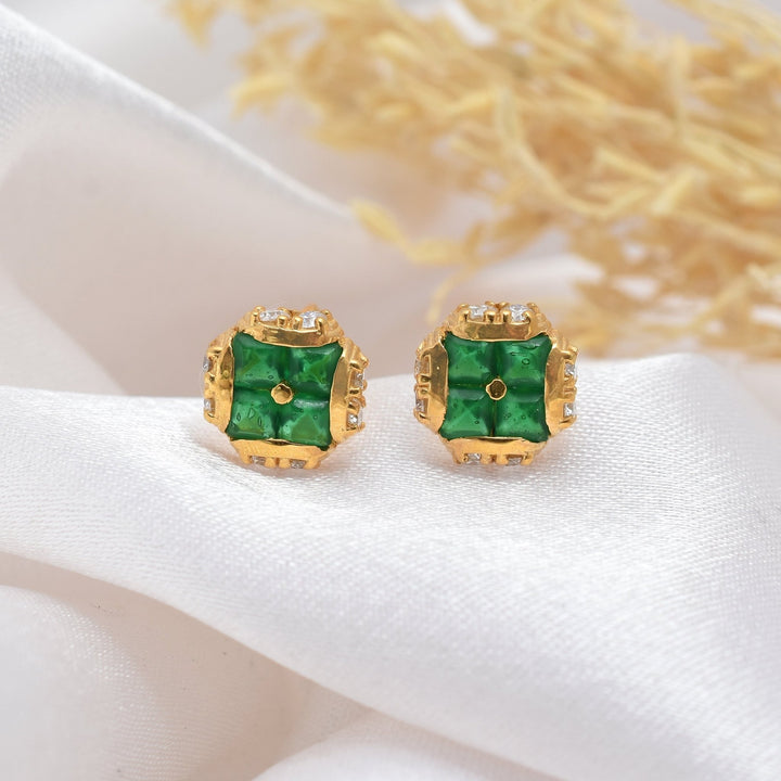 Green Emerald Statement Moissanite Earrings - Carat For You