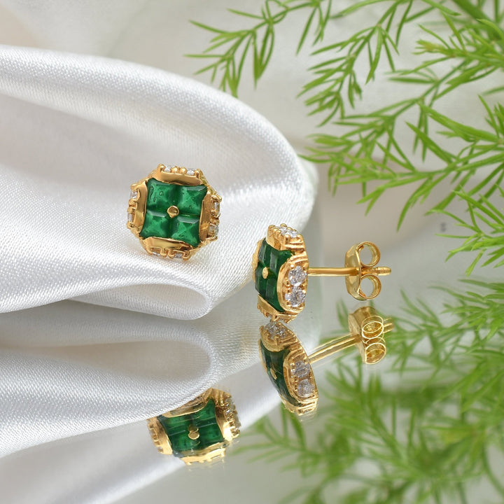 Green Emerald Statement Moissanite Earrings - Carat For You