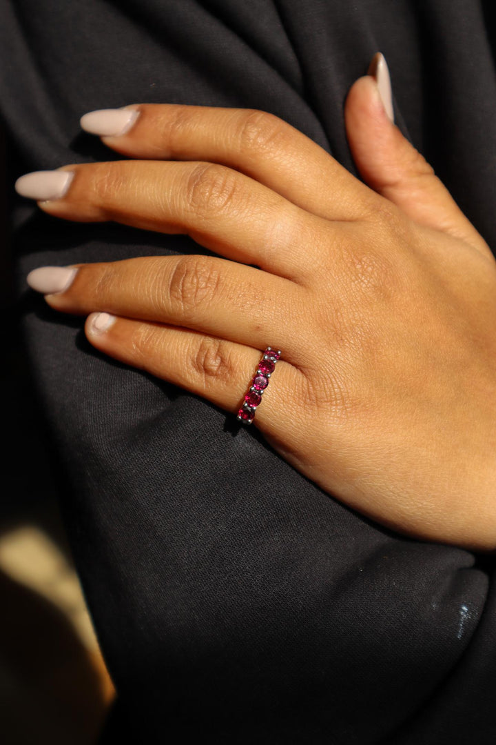 A closeup image of Dainty Garnet Minimalist Ring -2 by Carat For You 