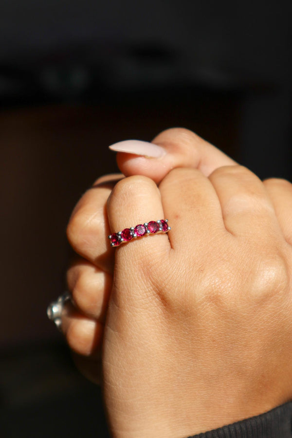 A closeup image of Dainty Garnet Minimalist Ring -3 by Carat For You