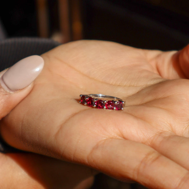 A closeu image of Dainty Garnet Minimalist Ring -4 by carat For You 