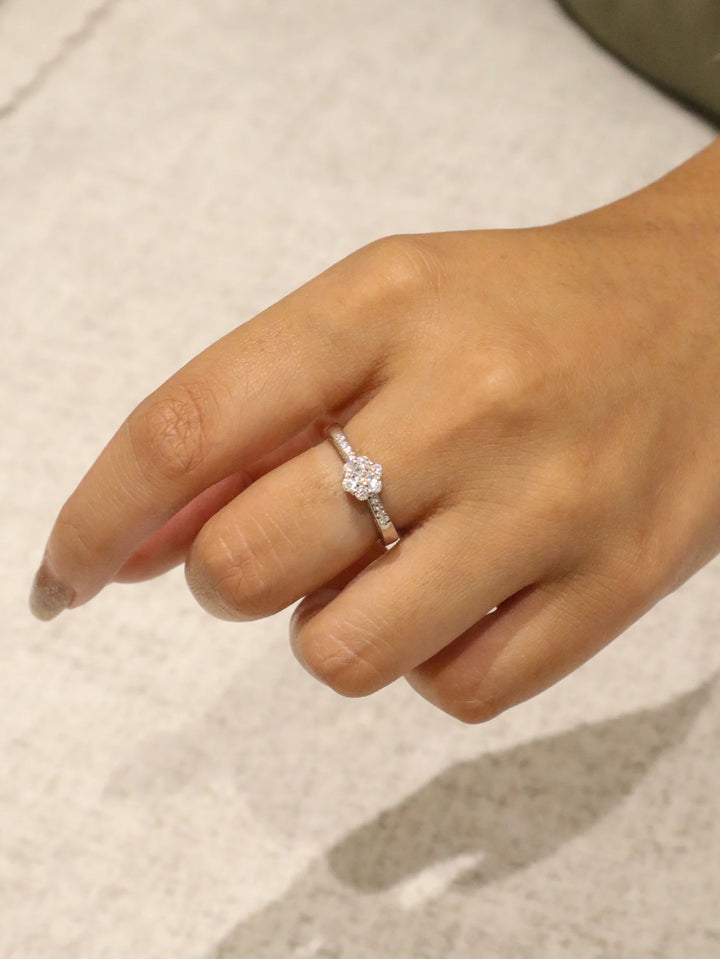 Dazzling Floral Moissanite Ring - 925 Sterling Silver by Carat For You