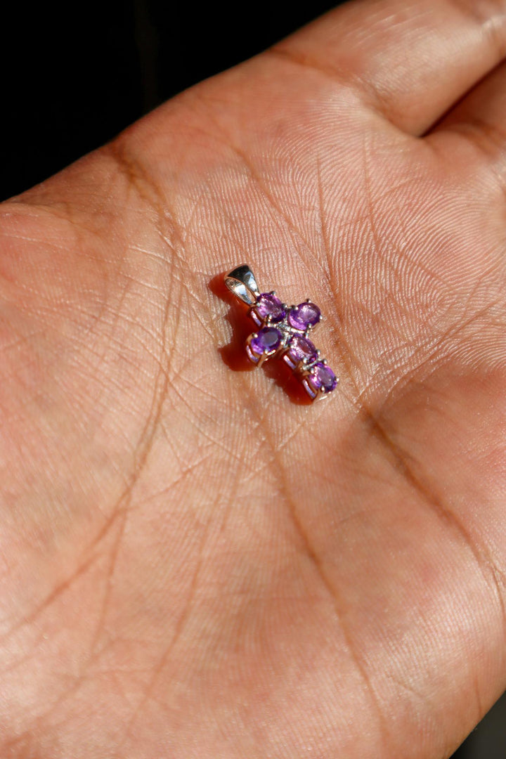 A closeup image of Divine Amethyst Cross Pendant -2 by carat For You 