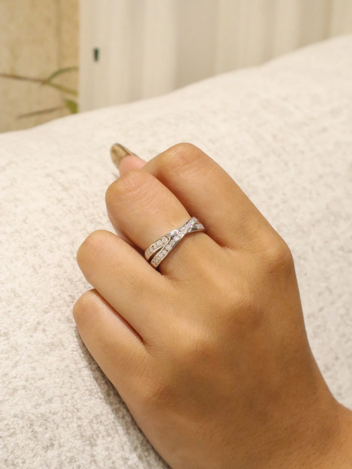 Double Cross Moissanite Stacking Statement Ring in 925 Sterling Silver by Carat For You